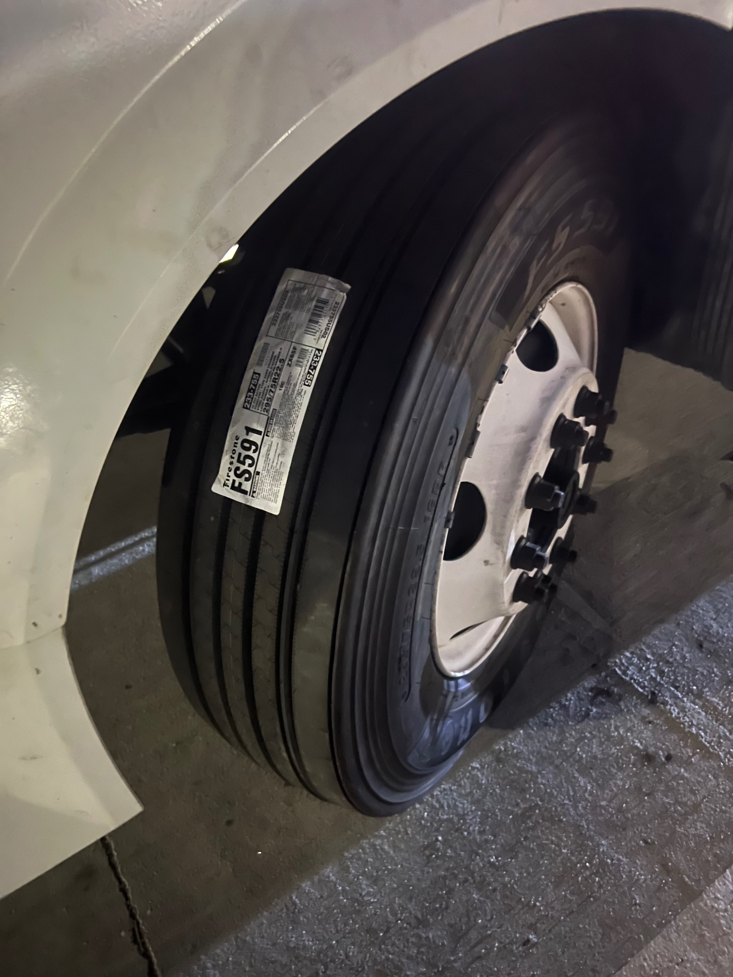 New Firestone FS591 commercial steer tire installed